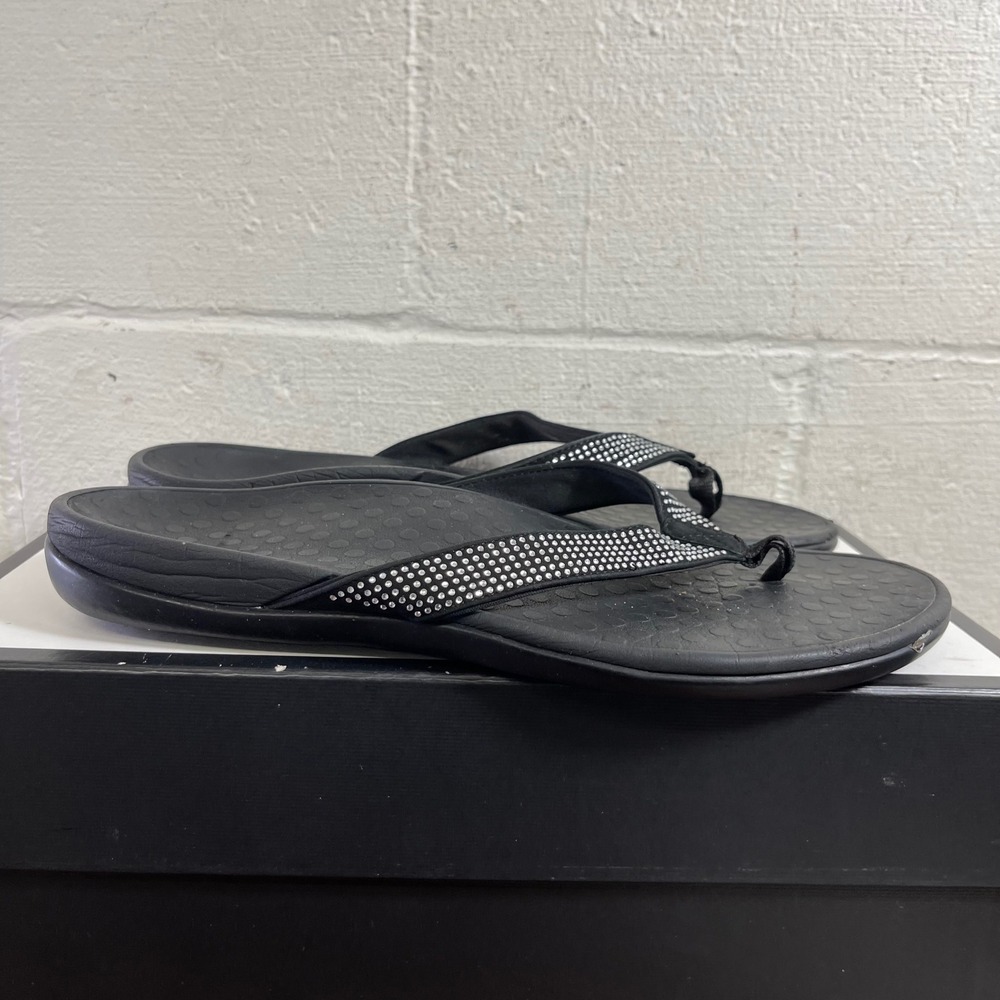 Vionic Tide Rhinestones Black Thong Sandals Slip On Women's 13.5 Men's‎ 12